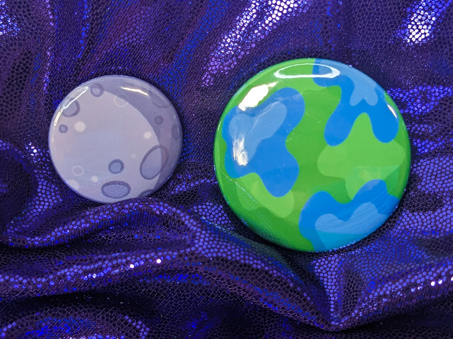 Earth and Moon Pinback Button Duo (Pack of 2)