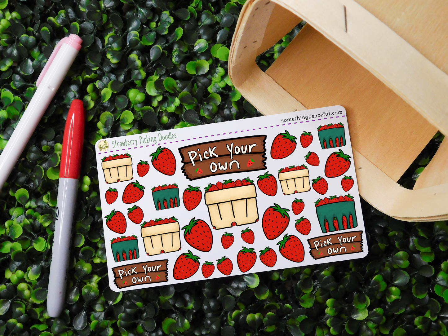 Pick-Your-Own Strawberries Sticker Sheet