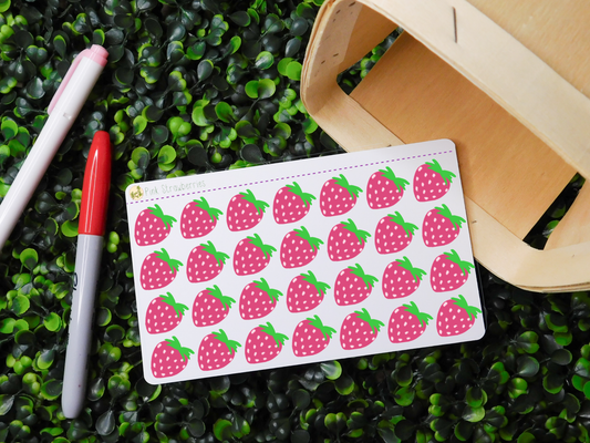 Pink Strawberry Doodles Sticker Sheet