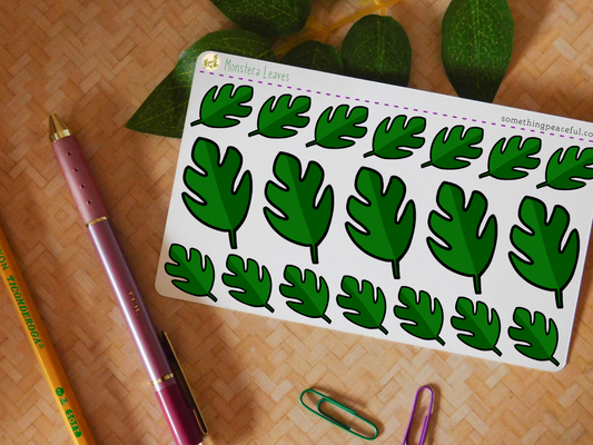 Monstera Leaves Stickers Sheet