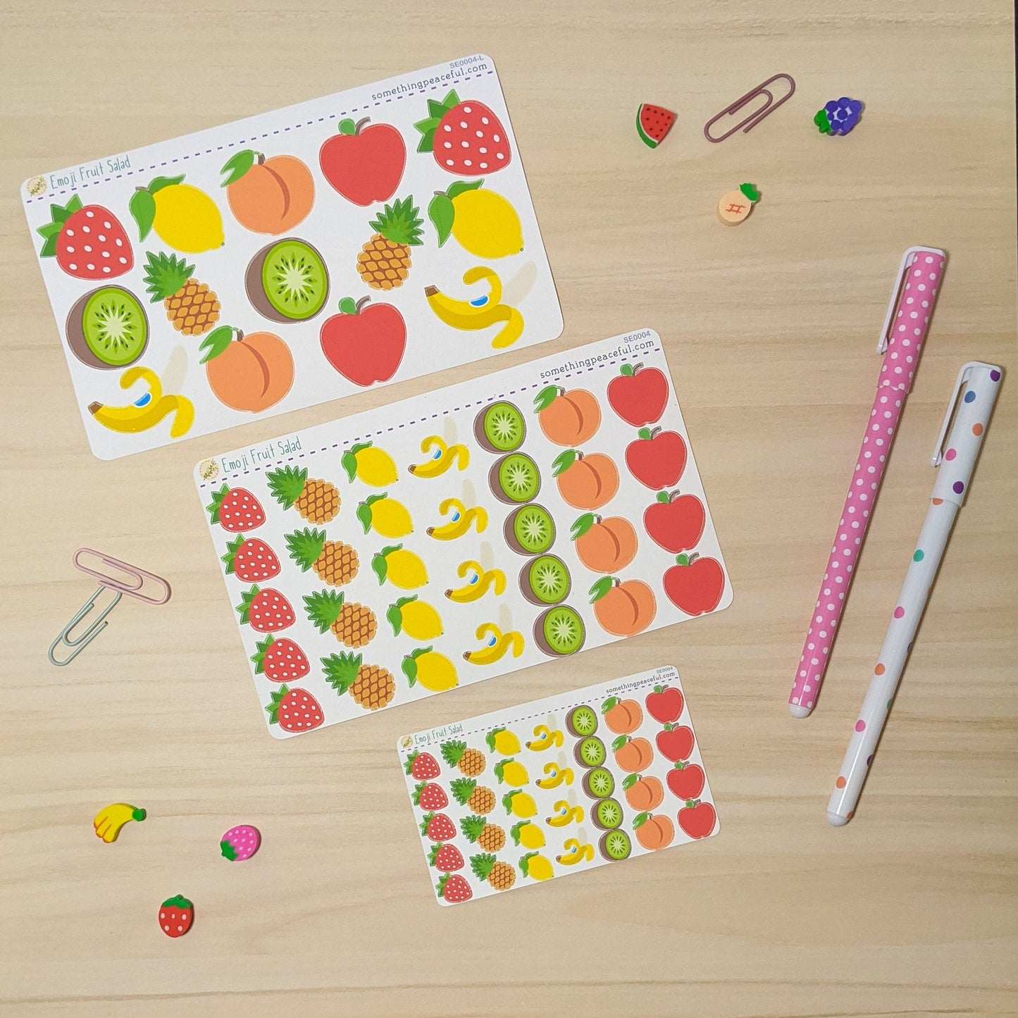 Fruit Salad Emoji Stickers Sheet