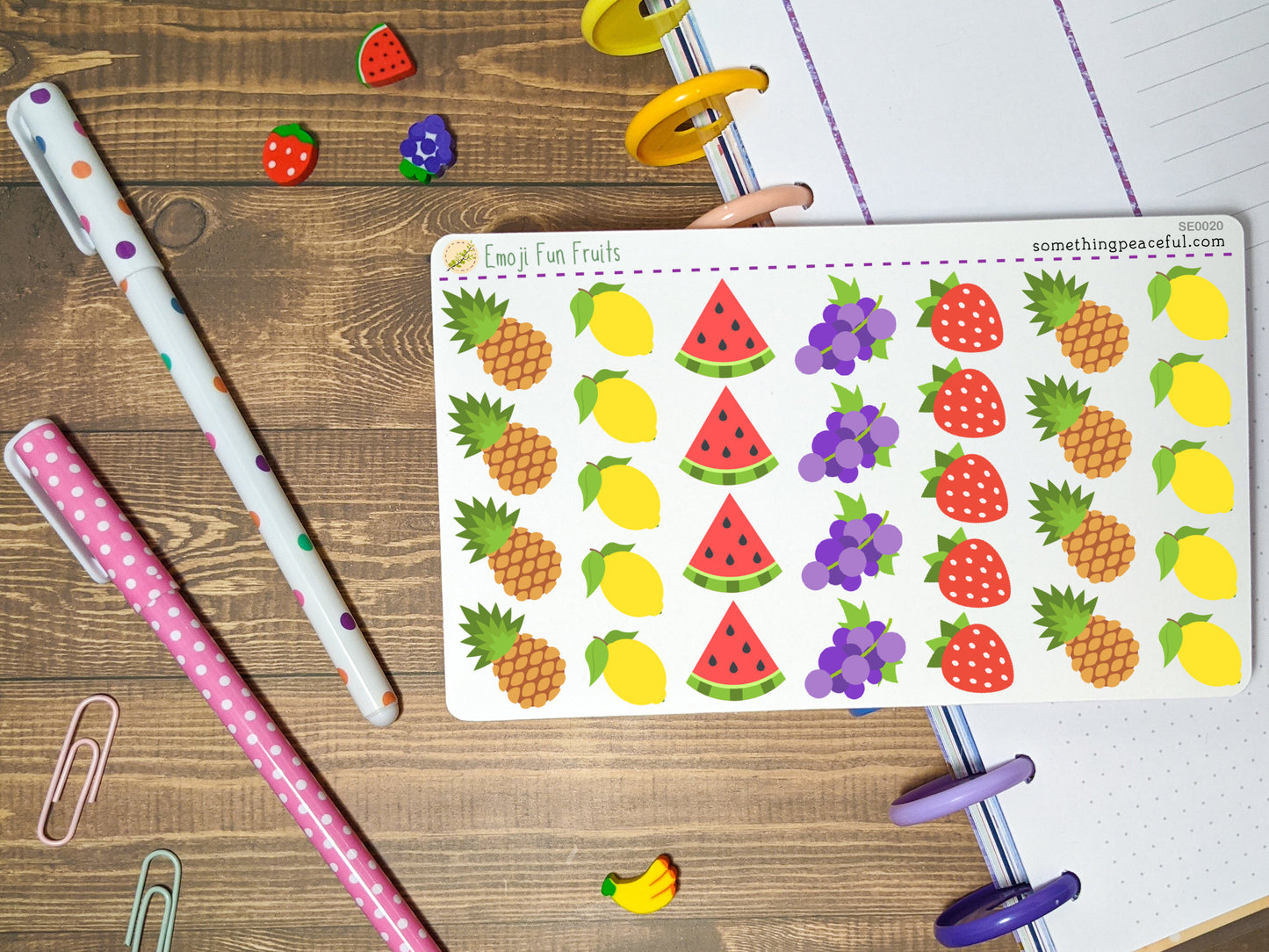 Emoji Fun Fruits Stickers Sheet