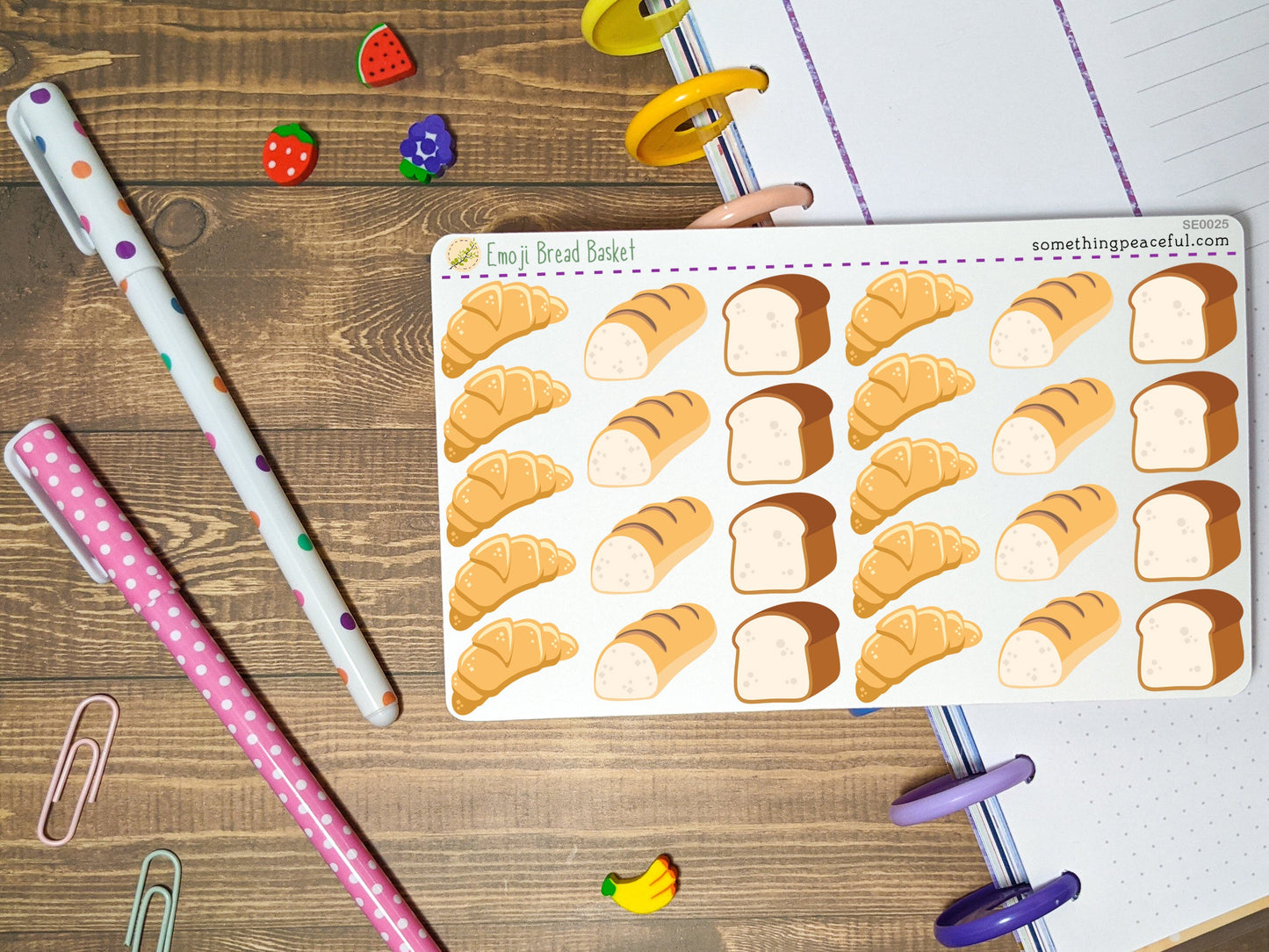 Emoji Bread Basket Stickers Sheet