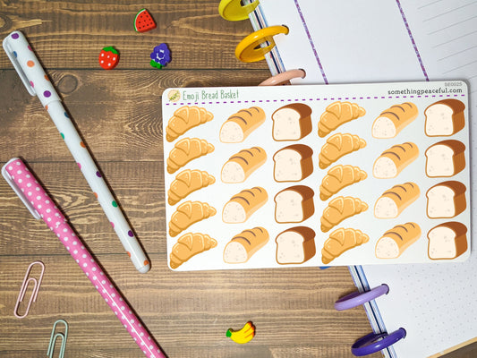 Emoji Bread Basket Stickers Sheet