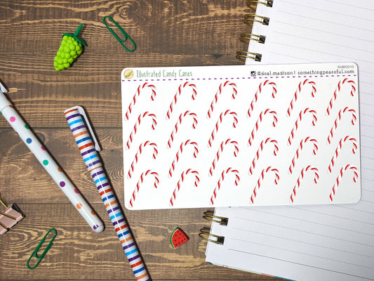 Classic Candy Cane Stickers Sheet