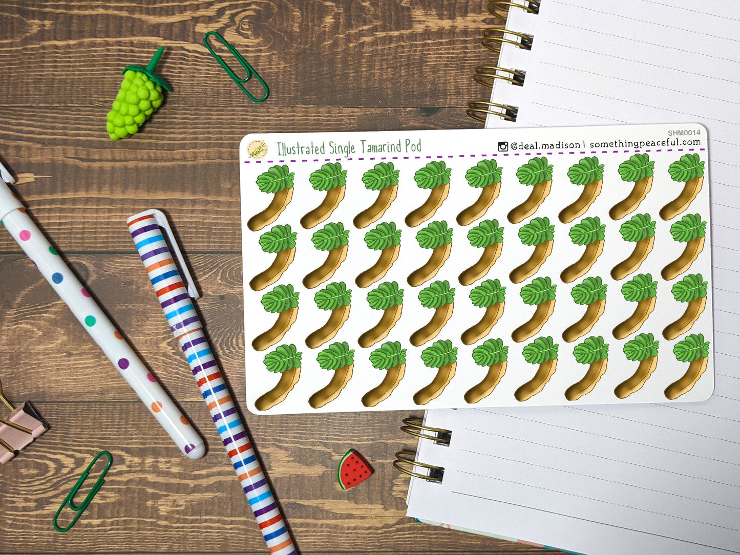 Single Leafy Tamarind Pods Stickers Sheet