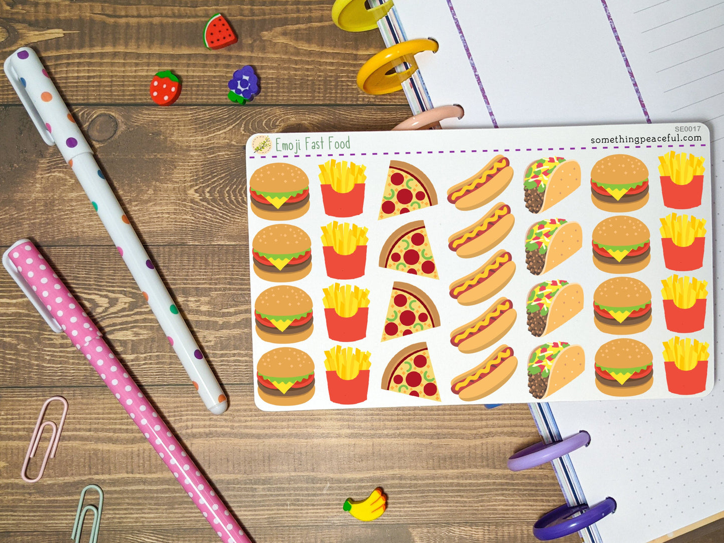 Emoji Fast Food Stickers Sheet