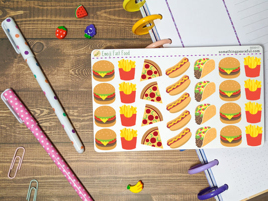 Emoji Fast Food Stickers Sheet