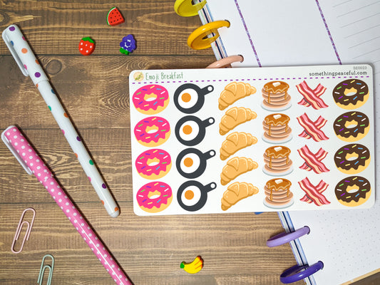 Emoji Breakfast Stickers Sheet