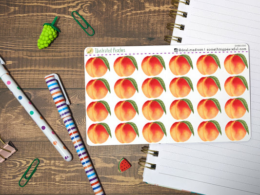 Illustrated Peaches Stickers Sheet