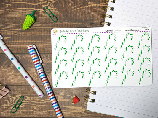 Green Candy Cane Stickers Sheet