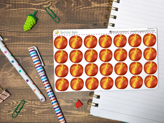 Illustrated Apples Stickers Sheet