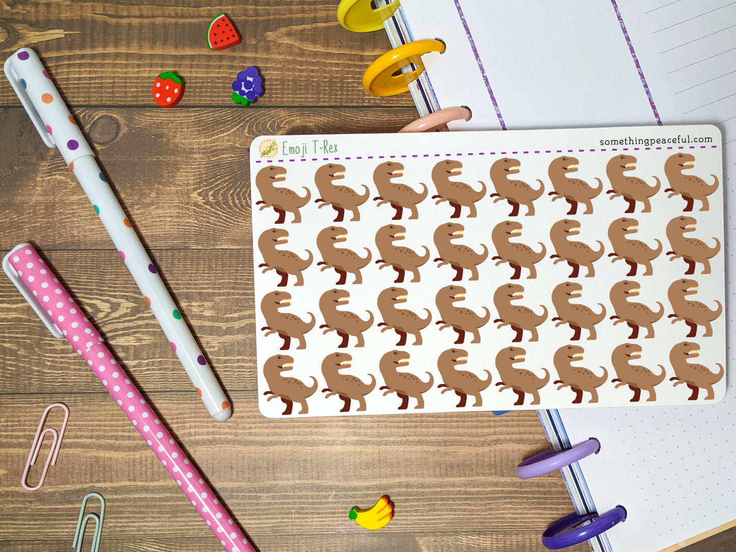 Emoji T-Rex Stickers Sheet