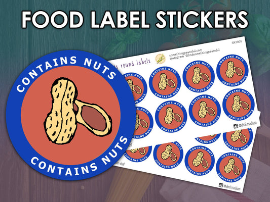 Contains Nuts Food Label Stickers Sheet