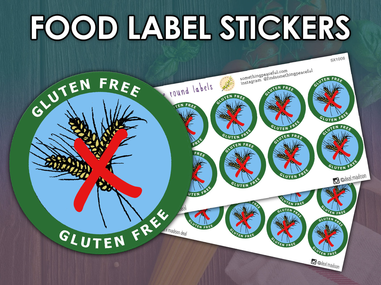 Gluten Free Food Label Stickers Sheet