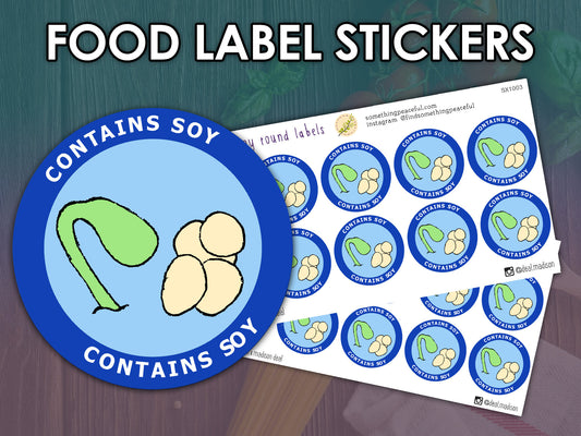 Contains Soy Food Label Stickers Sheet
