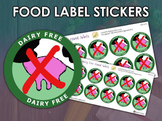 Dairy Free Food Label Stickers Sheet