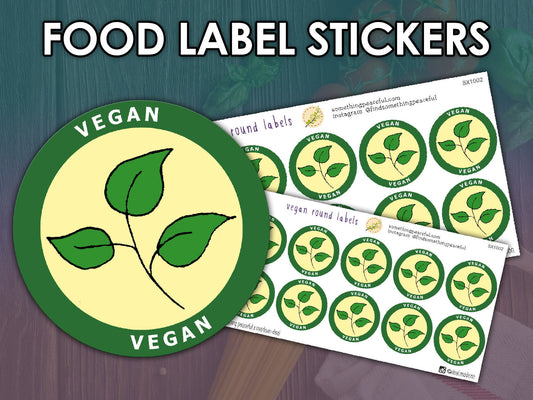 Vegan Food Label Stickers Sheet
