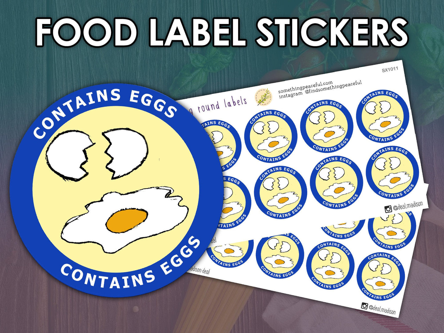 Contains Eggs Food Label Stickers Sheet